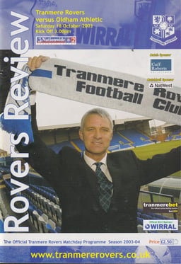Tranmere Rovers v Oldham Athletic Match Programme 2003-10-18